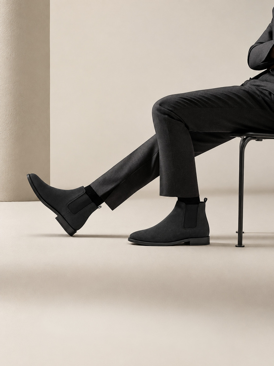 Image of Kraasa Luxury Solid Outdoor, Trendy, Lightweight, Chelsea Boots For Men (Black, 8)