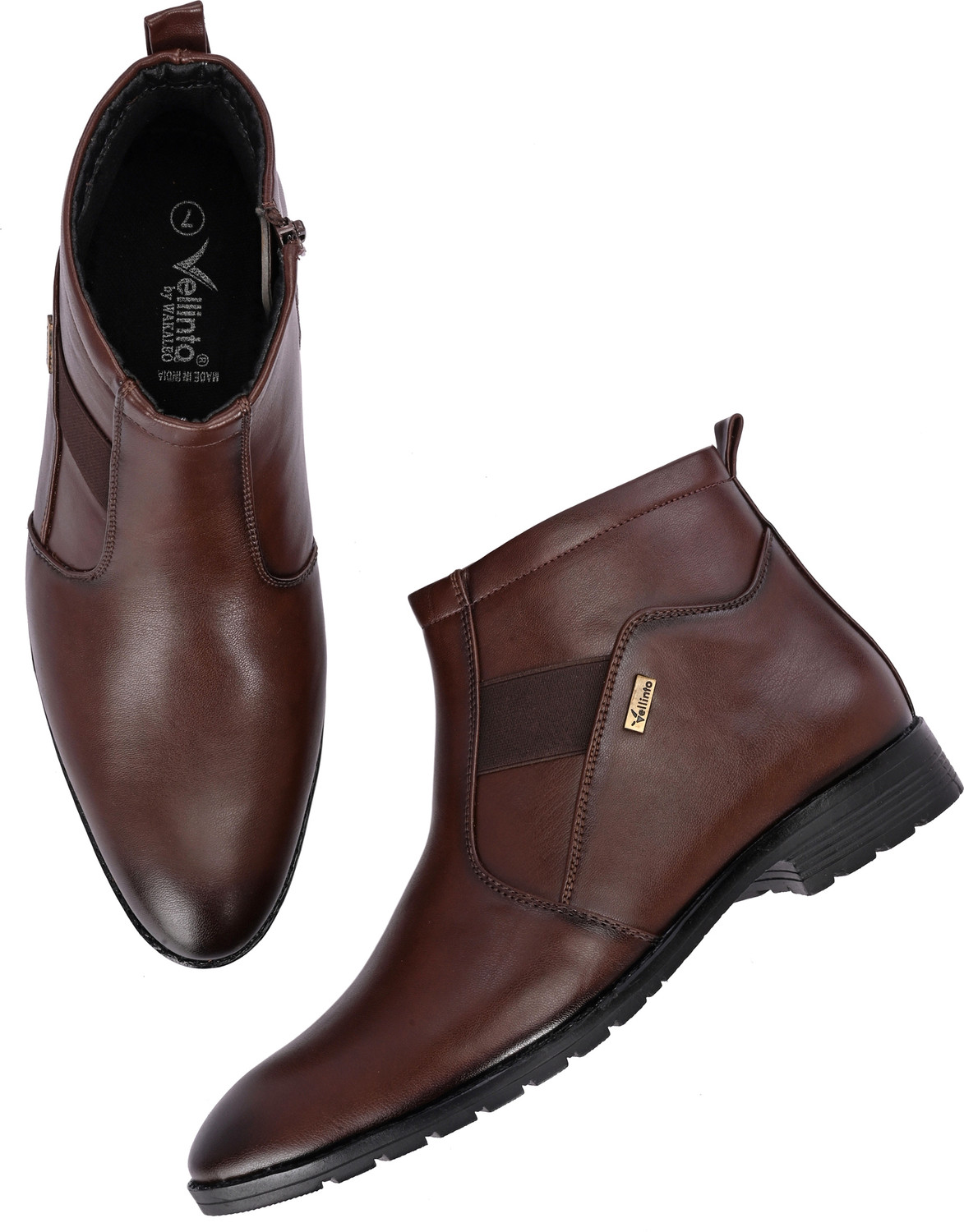 Image of Vellinto Vellinto Royal Look Zipped Boots For Men ll Synthetic Leather Casual Boots Boots For Men