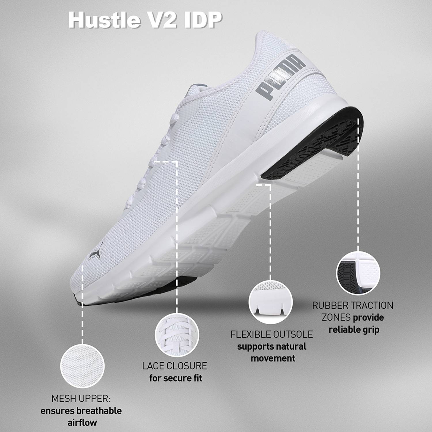 PUMA Hustle V2 White Sneakers For Men - Image 5