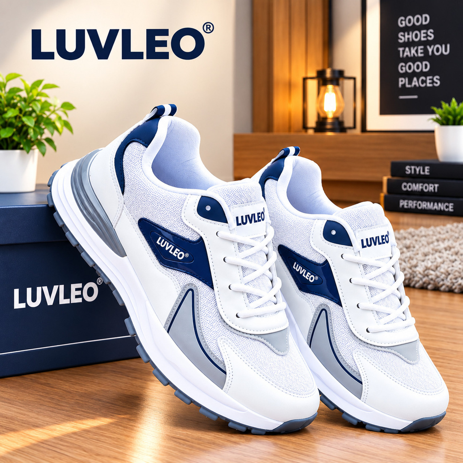 Image of LUVLEO White Sneakers For Men | Stylish Casual Shoes | Lace Up Daily Wear Shoes Sneakers For Men (White, 6)