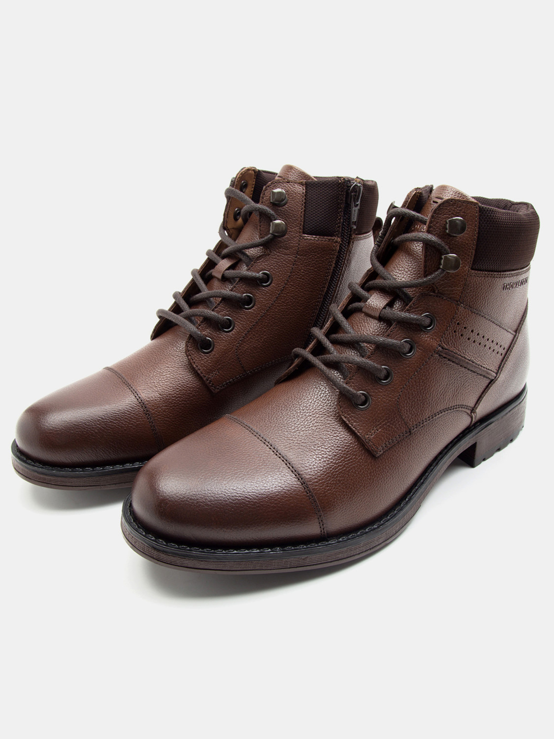 Image of THOMAS CRICK Leather Outdoor Durable and Cushioned Lace-Up Zip Support Boots For Men