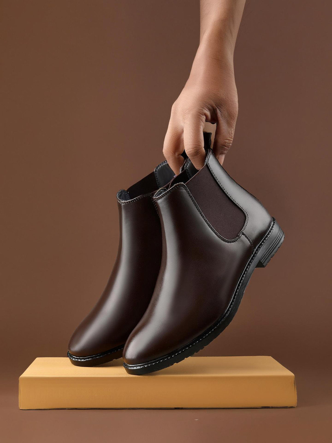 Image of ERIX Synthetic Leather Lightweight Comfortable Trendy Walking Outdoor Slip On Chelsea Boots For Men