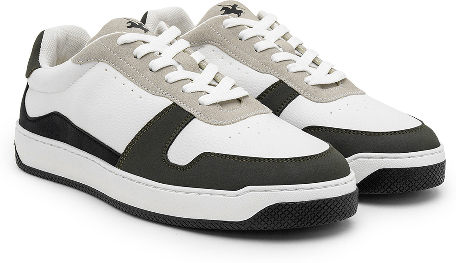 Image of CANTABIL Men's White & Green Colourblock Casual Sneakers Sneakers For Men