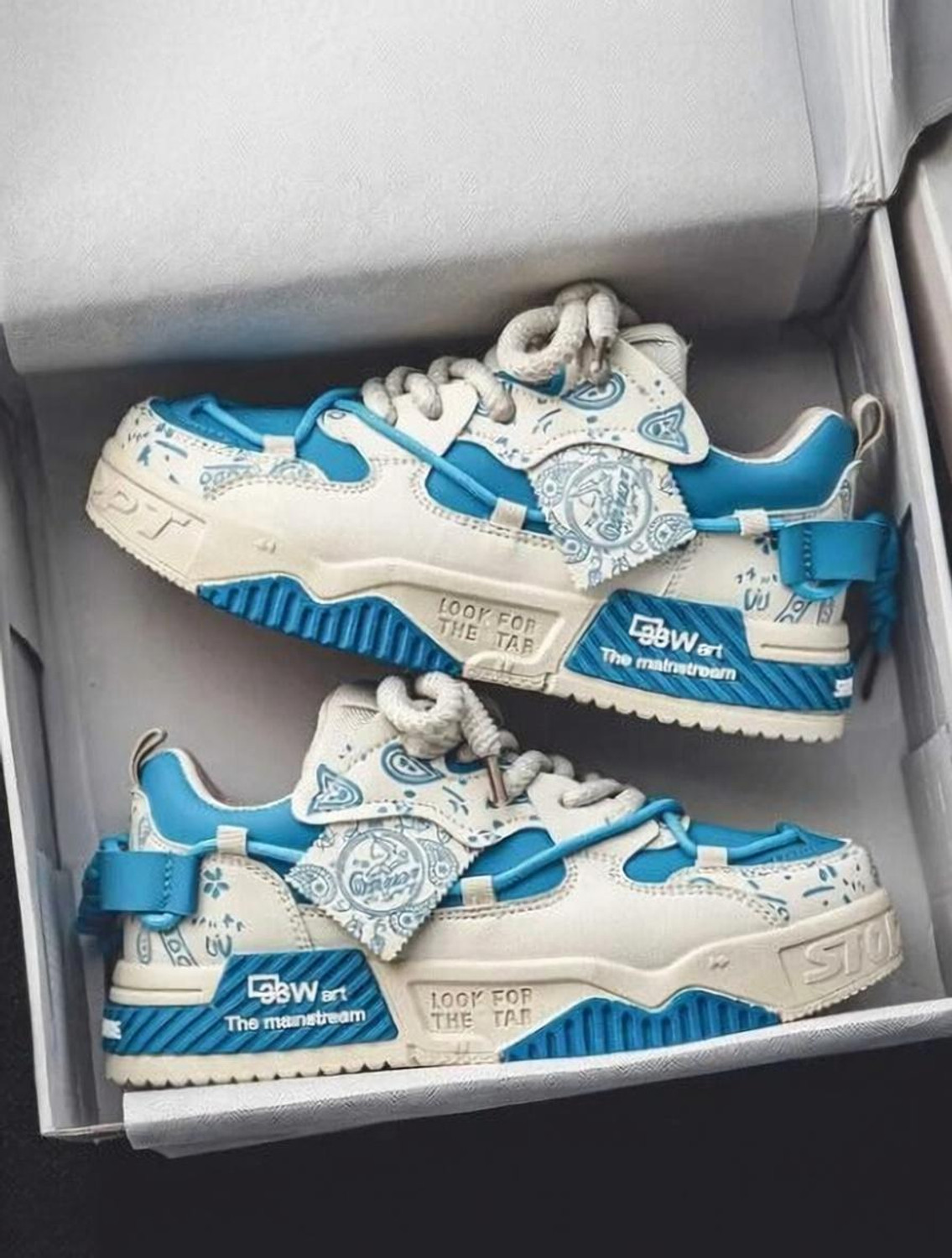 Image of SKYPHER Skypher Men's Sky Blue Fashion Sneakers | Graphic Print Stylish Casual Shoes Sneakers For Men
