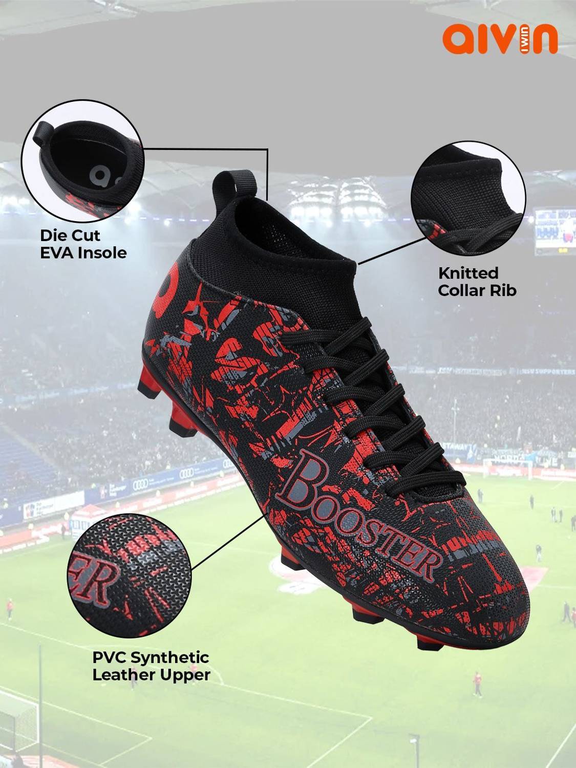 AIVIN Men's Black Football Shoes - Image 5
