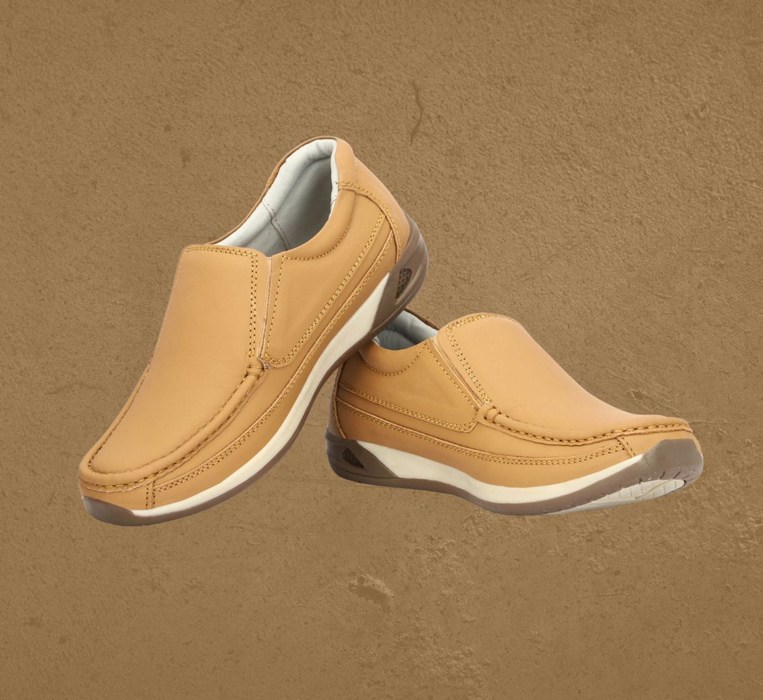 Image of MILE MAN Tan Pure Leather Lifestyle Casuals for Men 09 (UK /INDIA) Loafers For Men