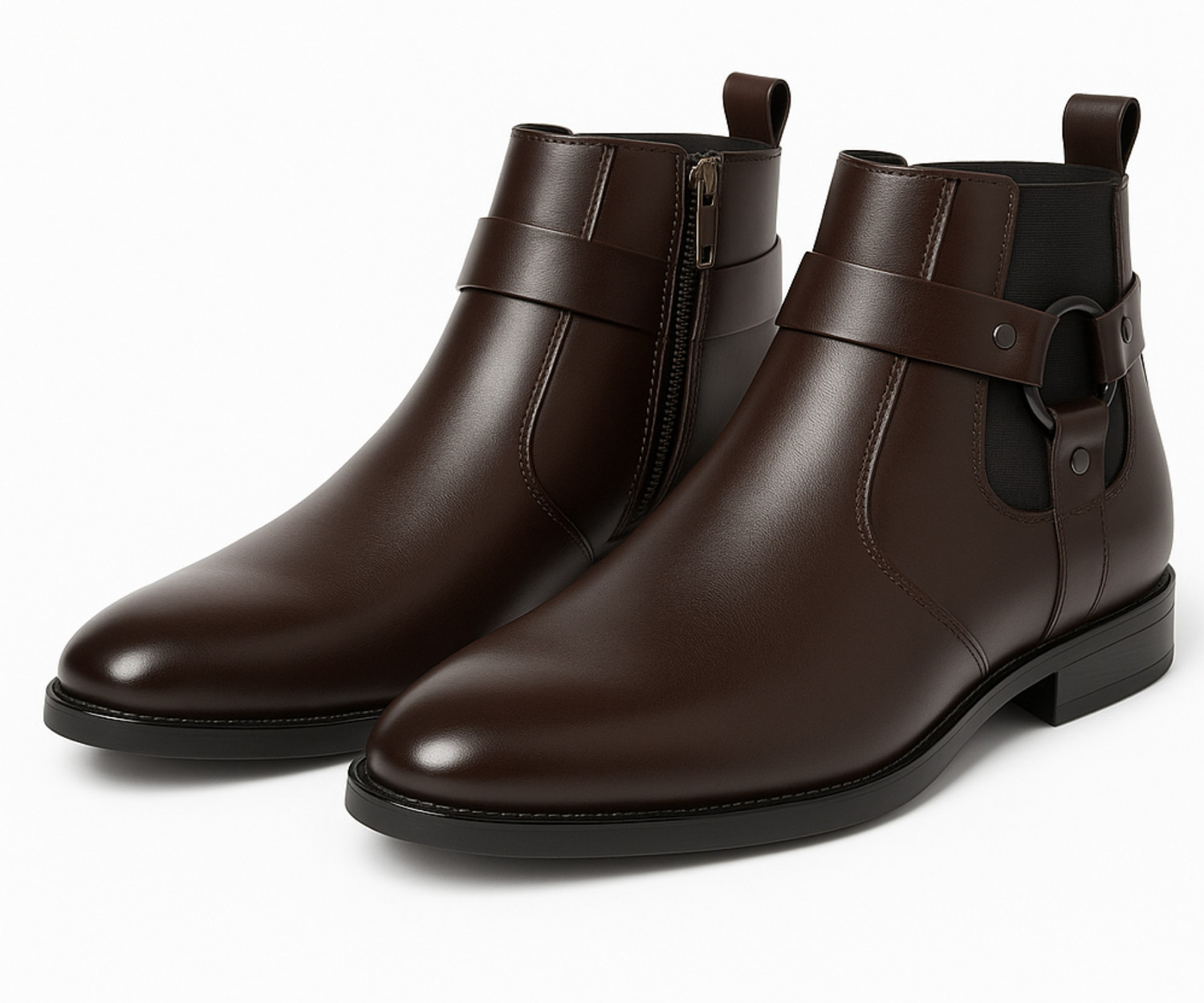 Image of Kraasa THE HARNESS - Men's Stylish Vegan Leather with Side Zipper Boots For Men