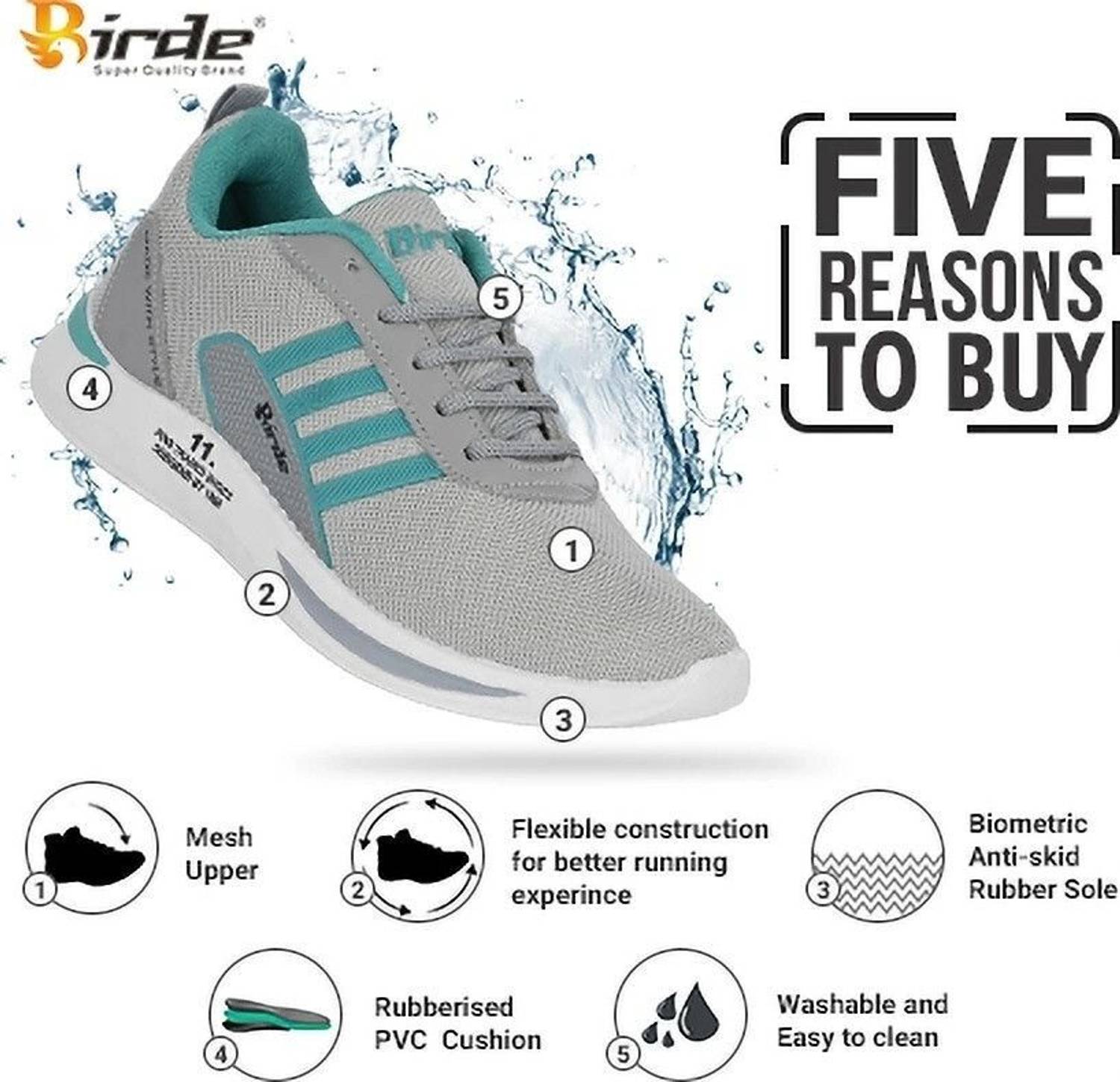 Birde Sports Shoe Walking Shoes For Men Gray - Image 3