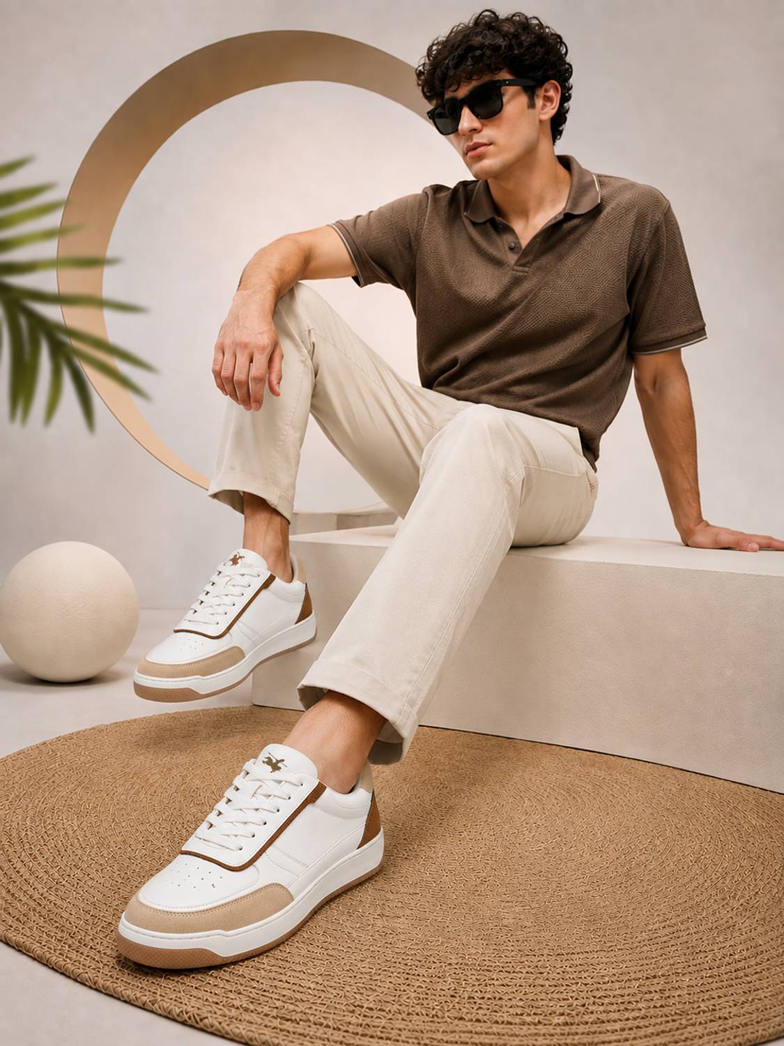 CANTABIL Men's White & Beige Casual Sneakers - Image 4