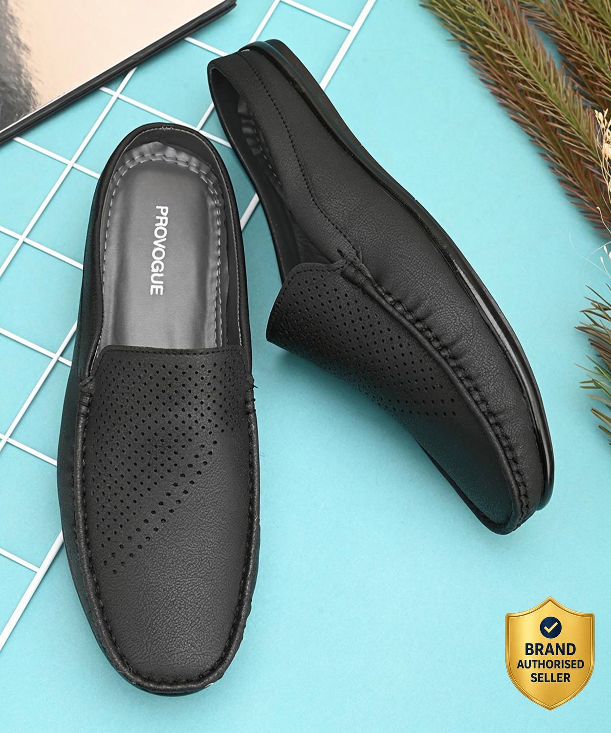 PROVOGUE SS24 3055 Open PU Loafers For Men Black - Image 1