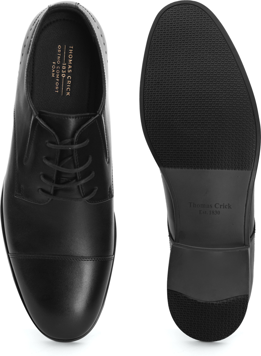 Image of THOMAS CRICK Men's Genuine Leather Plain Derby Shoes Lace Up For Men
