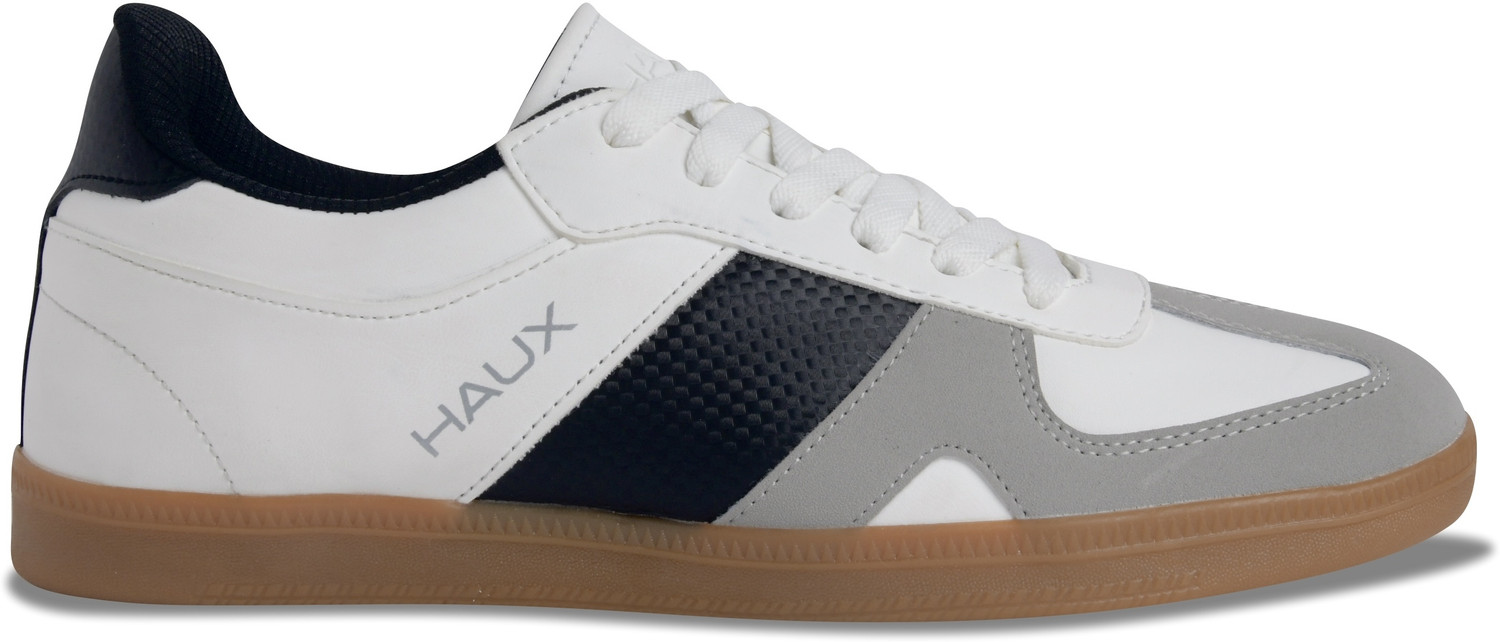 Image of Haux Enzo Men's Casual Sneakers | Gum Sole | Lightweight Comfort Sneakers For Men (White, 8)