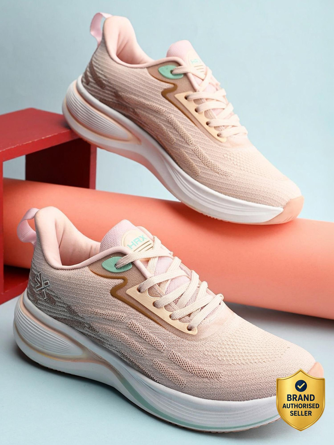 Image of HRX by Hrithik Roshan Peach Game Scape shoes Running Shoes For Women