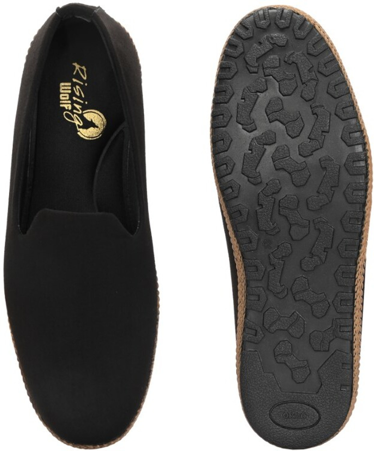 Image of Rising Wolf Men's Lightweight Casual Loafers |Soft Cushion Comfort |Easy Slip-On |Daily Wear Loafers For Men (Black, 8)