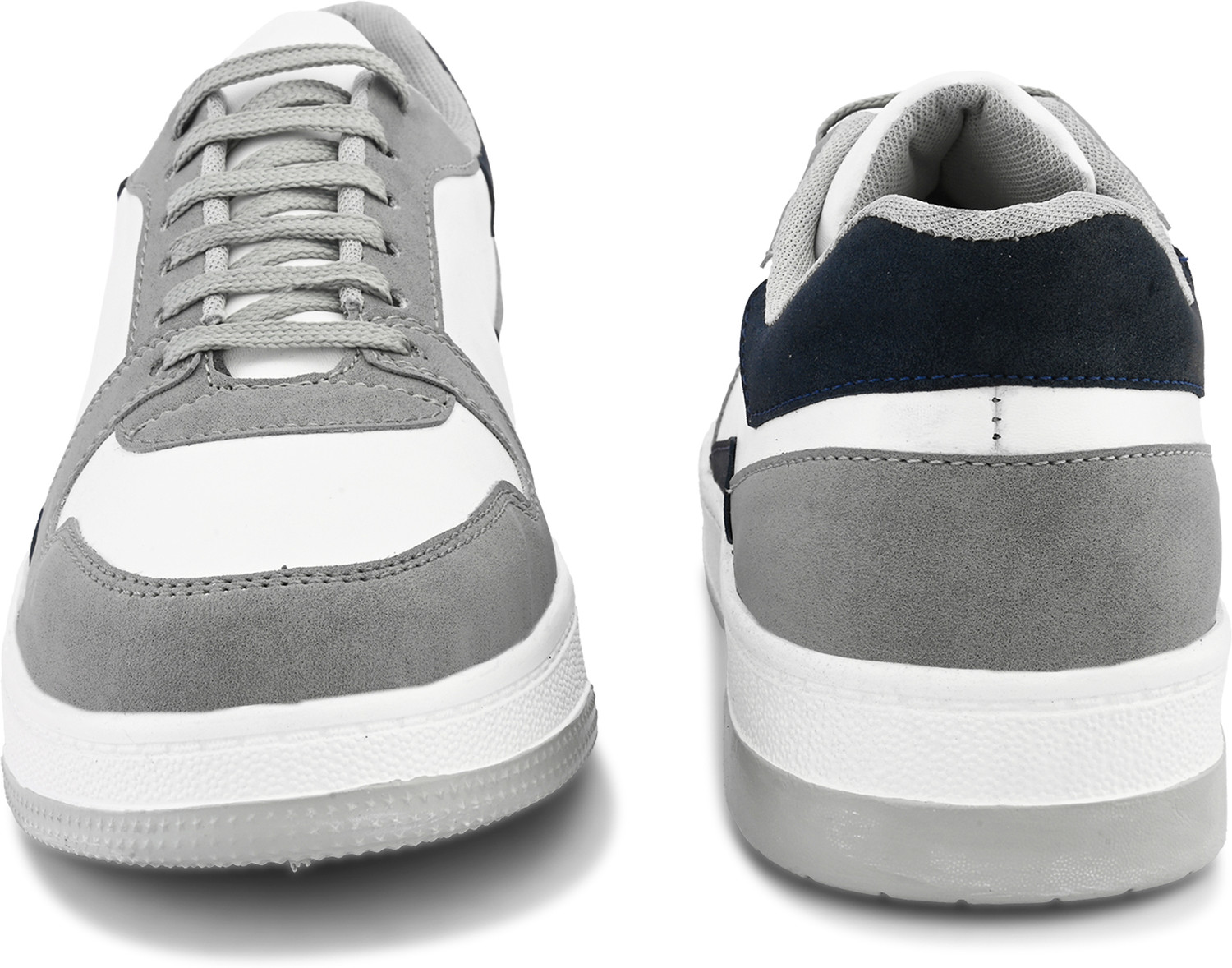 Image of Roadster Men white grey colourblocked chunky comfortable footbed lace up casual sneakers Sneakers For Men