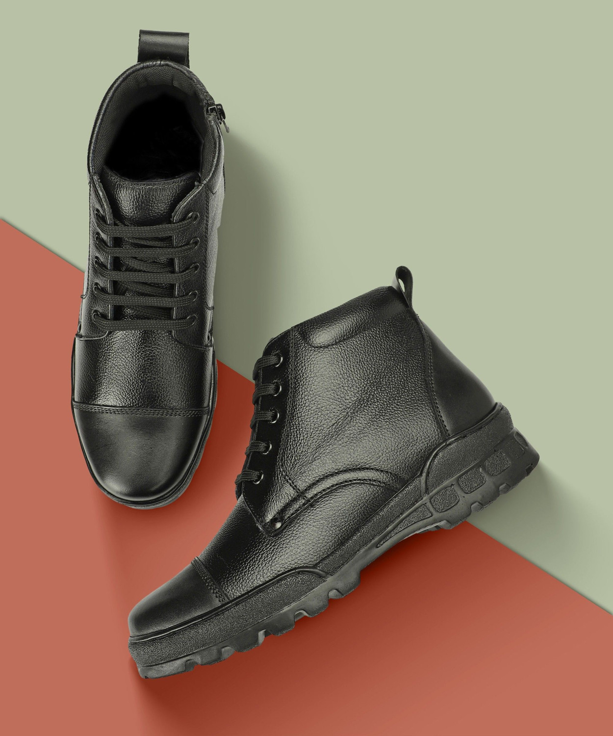 Image of ERIX Pure Leather Ankle Length Police Boots For Men