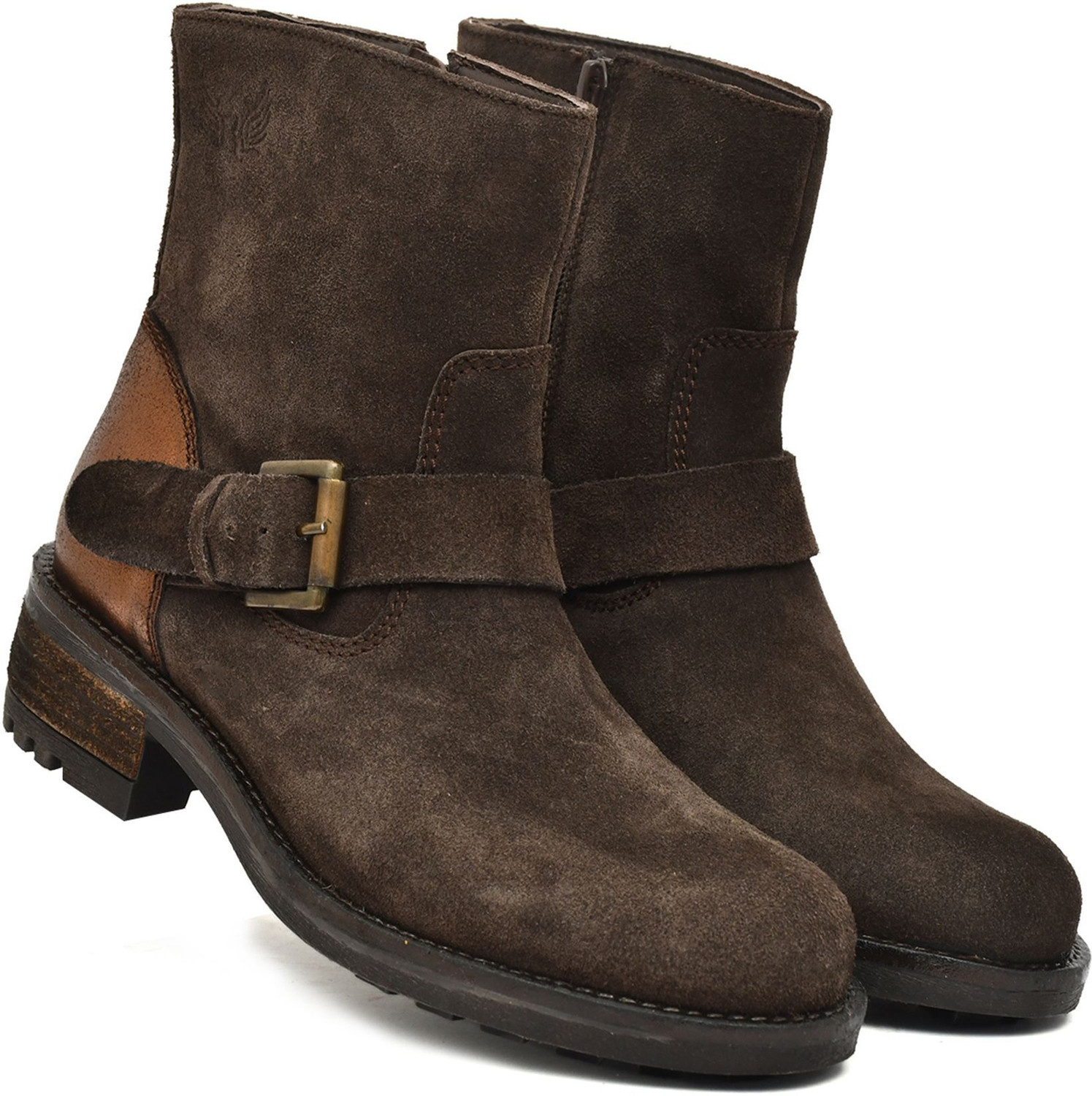 Image of PILLAA Genuine Leather Stylish Girls High Ankle Suede Party Wear Boots For Women