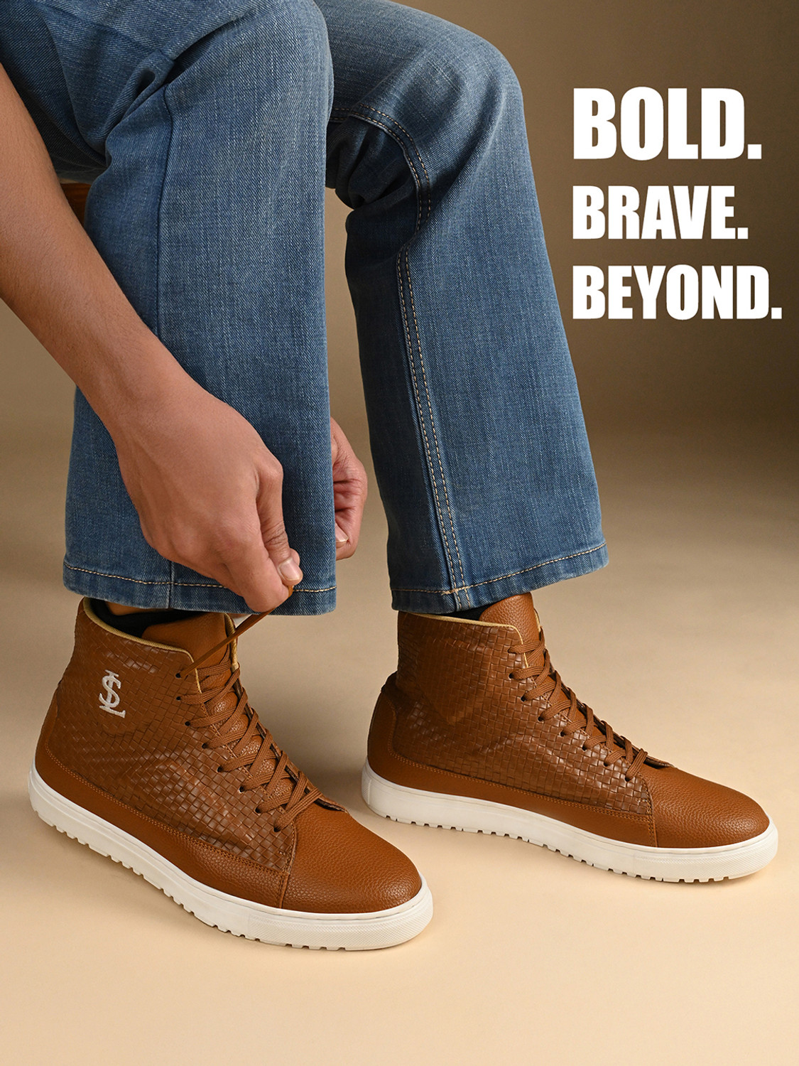 Image of LOUIS STITCH Men's Russet Tan Sneaker, Casual Lightweight Lace-Up Sneakers, UK-8 Sneakers For Men