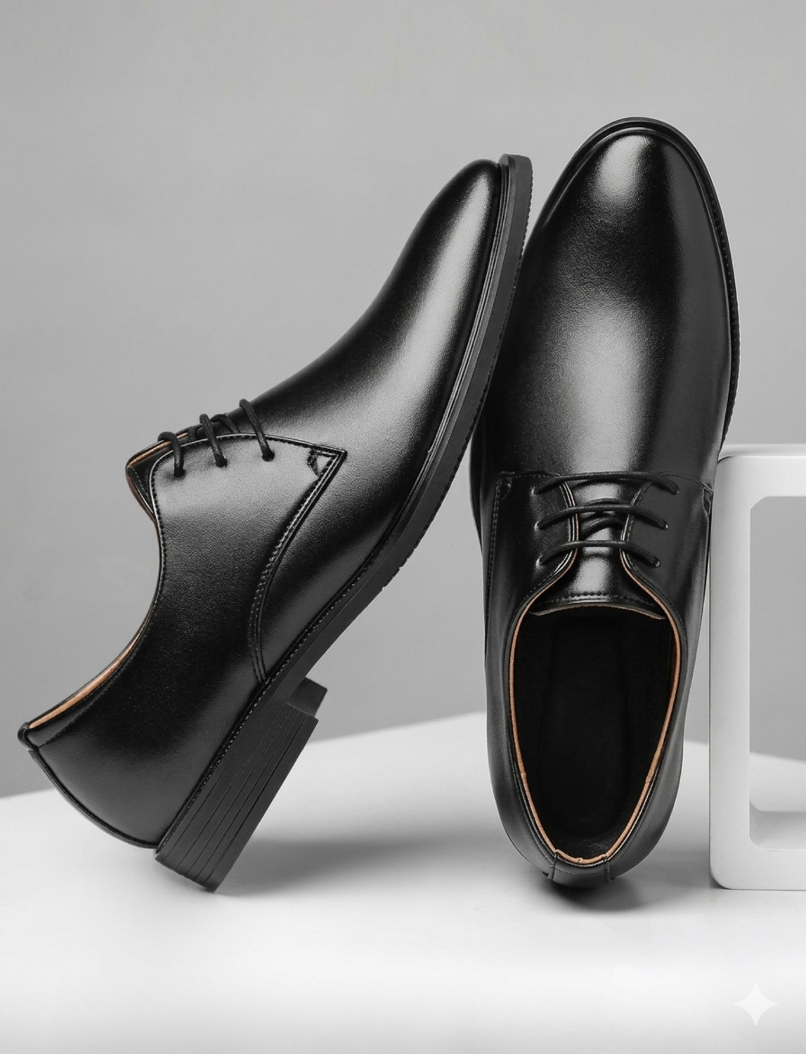 Image of CHANDKHAN BLACK FORMAL SHOES Derby For Men