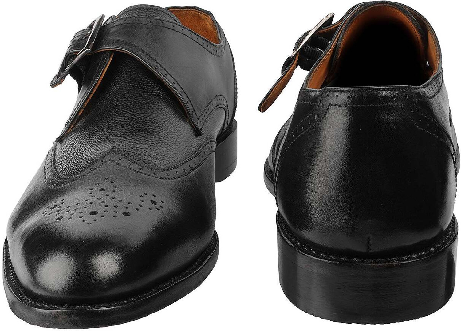 Image of Genr Big Size Regular Width Black Leather Slip-On Shoes For Men (UK14 /US15) Slip On For Men (Black, 14)