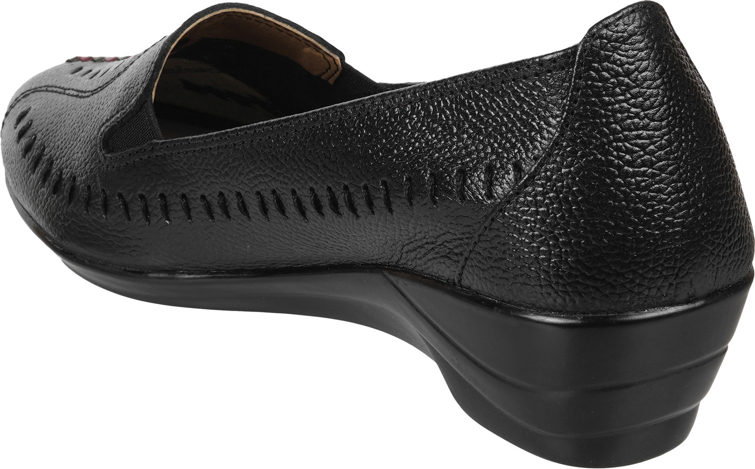 Image of MOCHI TexturedRoundToeWedgeHeeledPumps Women Bellies