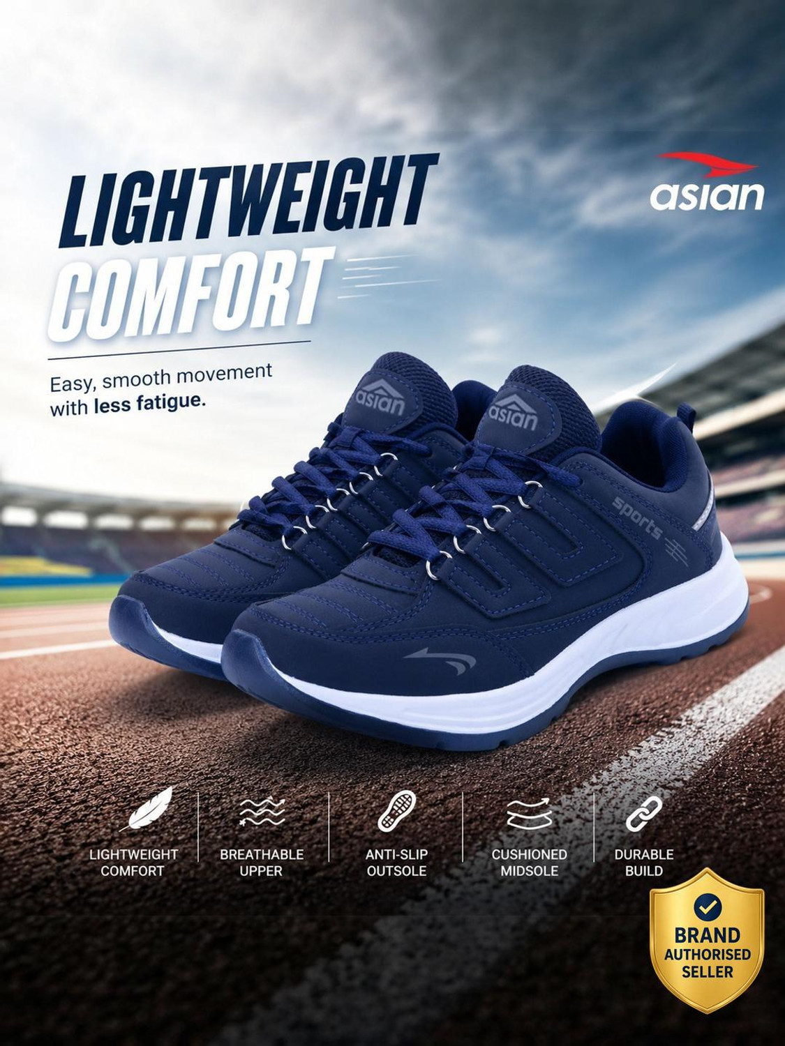 Image of asian Cosco-22 Running Shoes for Men with Lightweight, Cushioned Sole & Active Grip Running Shoes For Men