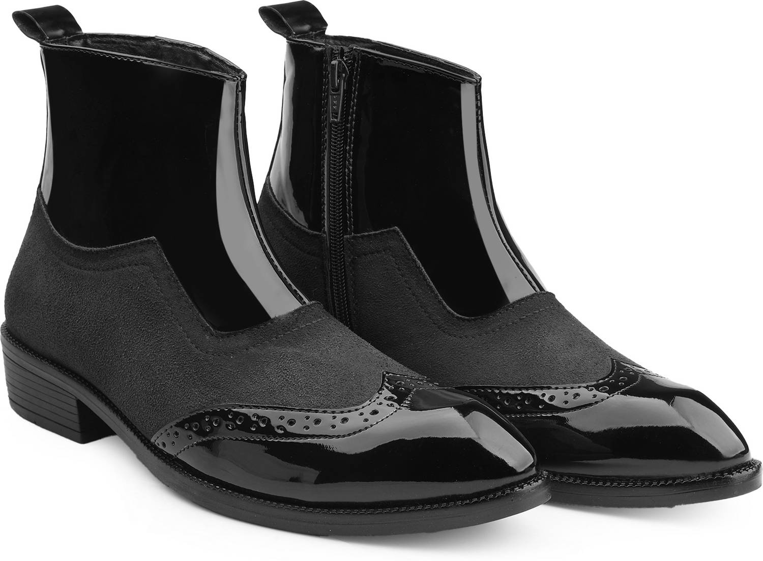 YUVRATO BAXI Men Black Formal Ankle Zip Boot - Image 5