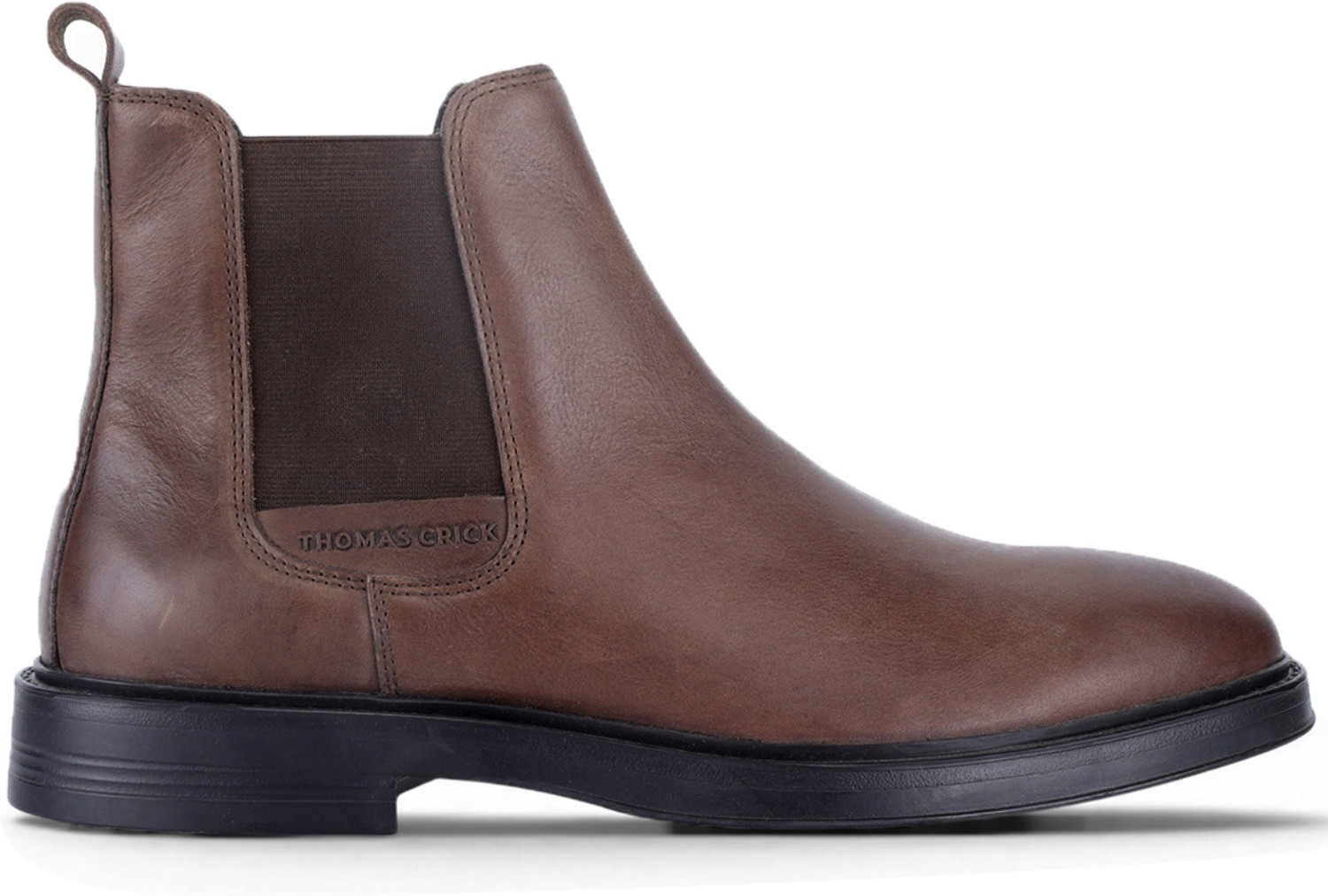 Image of THOMAS CRICK Thomas Crick Men's Dark Brown Holborn Leather Chelsea Boots Casuals For Men