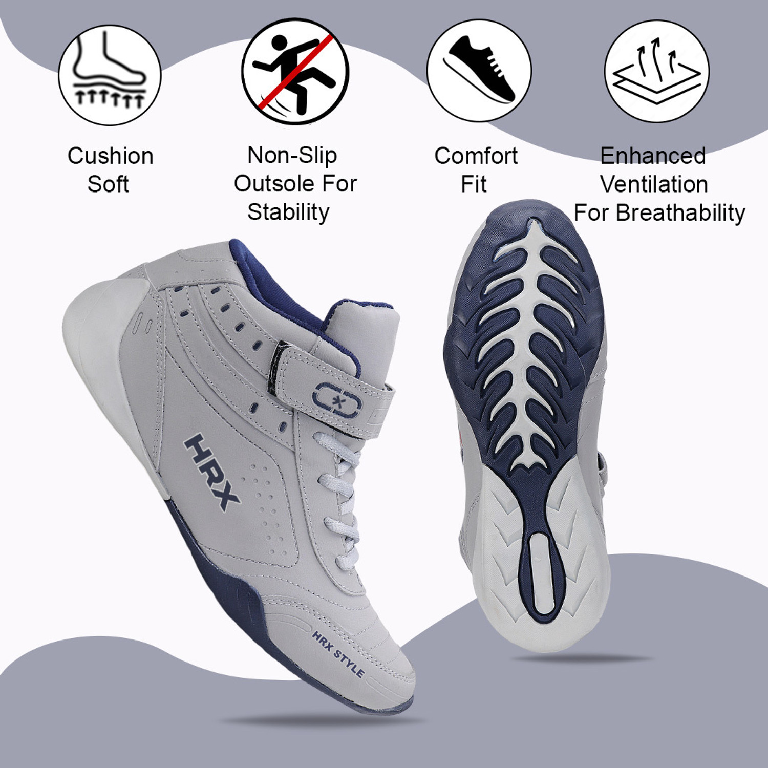 Image of HRX by Hrithik Roshan Running Shoes For Men (Grey, 7)