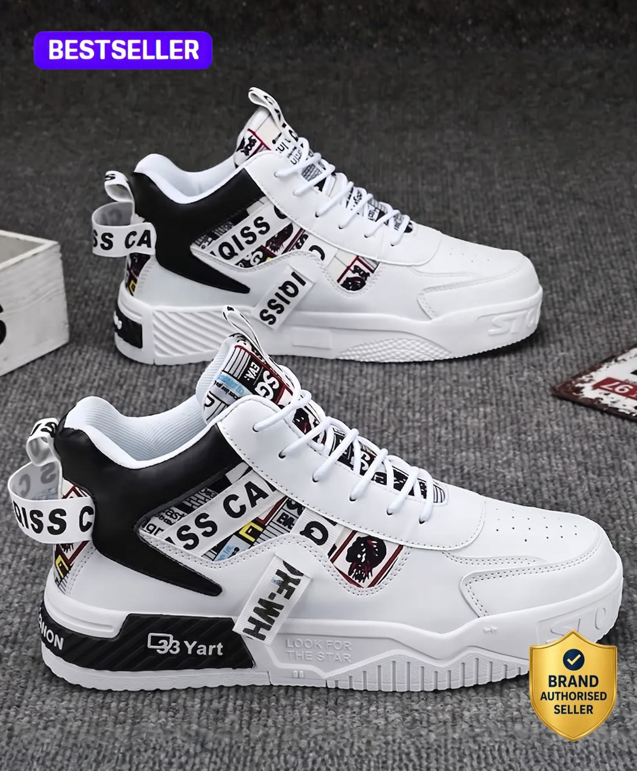Image of Zixer Men's Street Fashion High-Top Ankle Casual Shoes For Men Sneakers For Men Outdoors For Men
