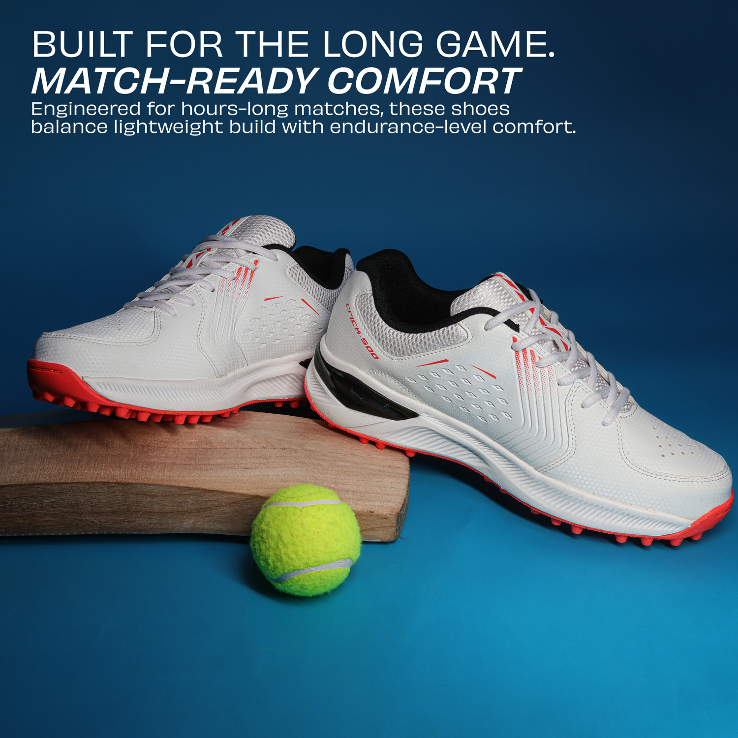 Image of NIVIA CRICK 500 1.0, Mesh & PVC Upper, Rubber Stud Sole, Duofoam Cushion Cricket Shoes For Men