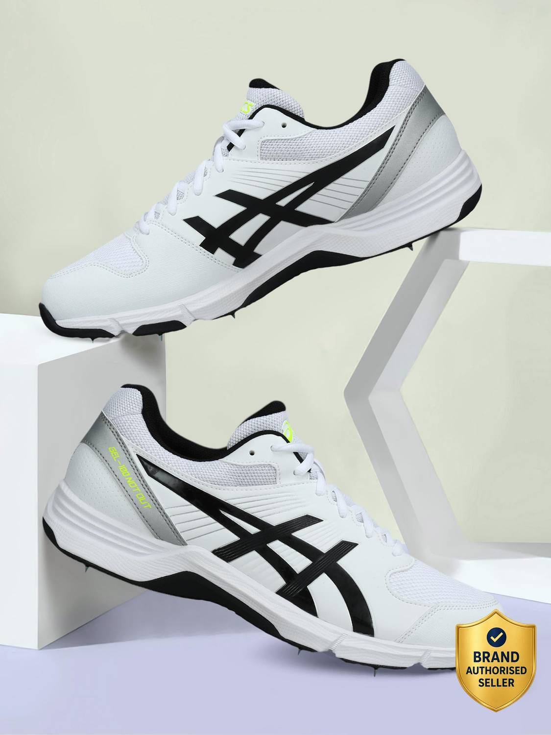 Asics GEL-100 NOT OUT Cricket Shoes Men White - Image 1