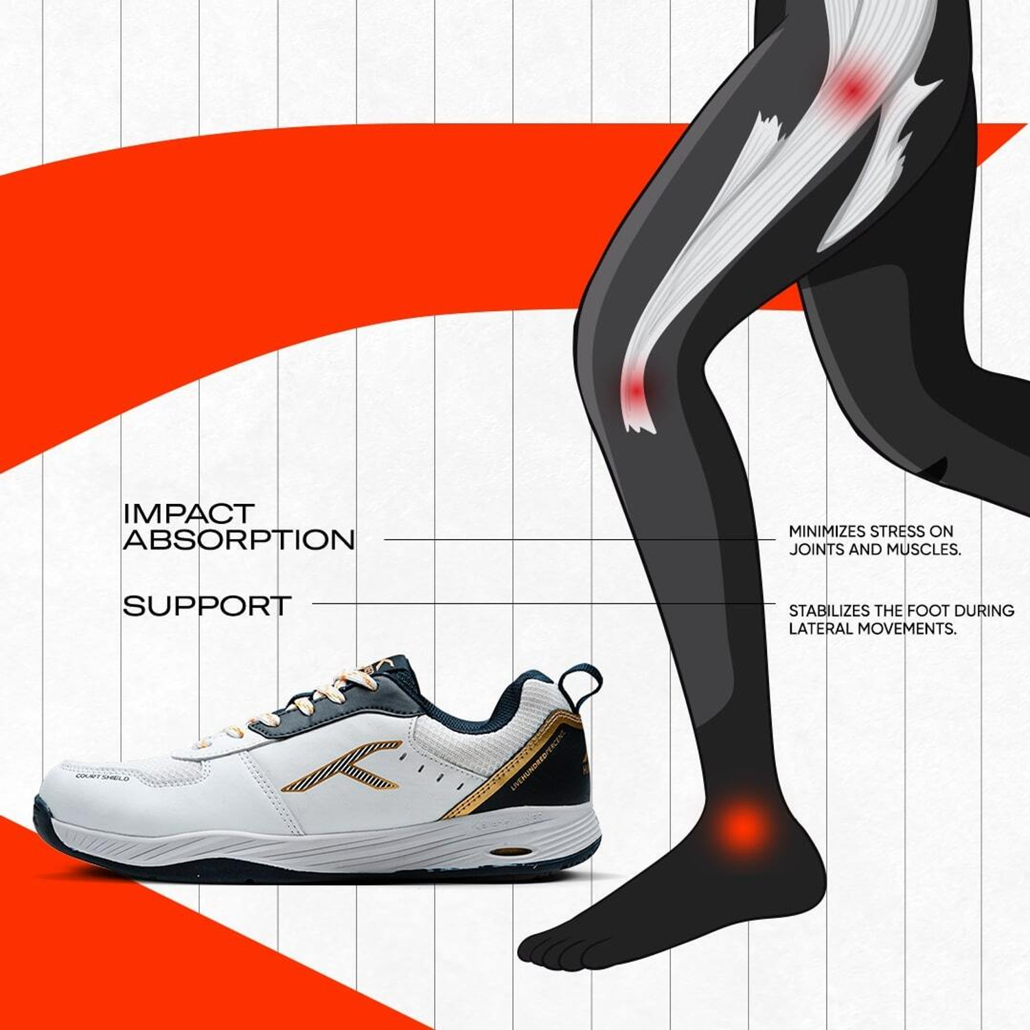 Image of Hundred Court Shield Non-Marking Badminton Shoes For Unisex