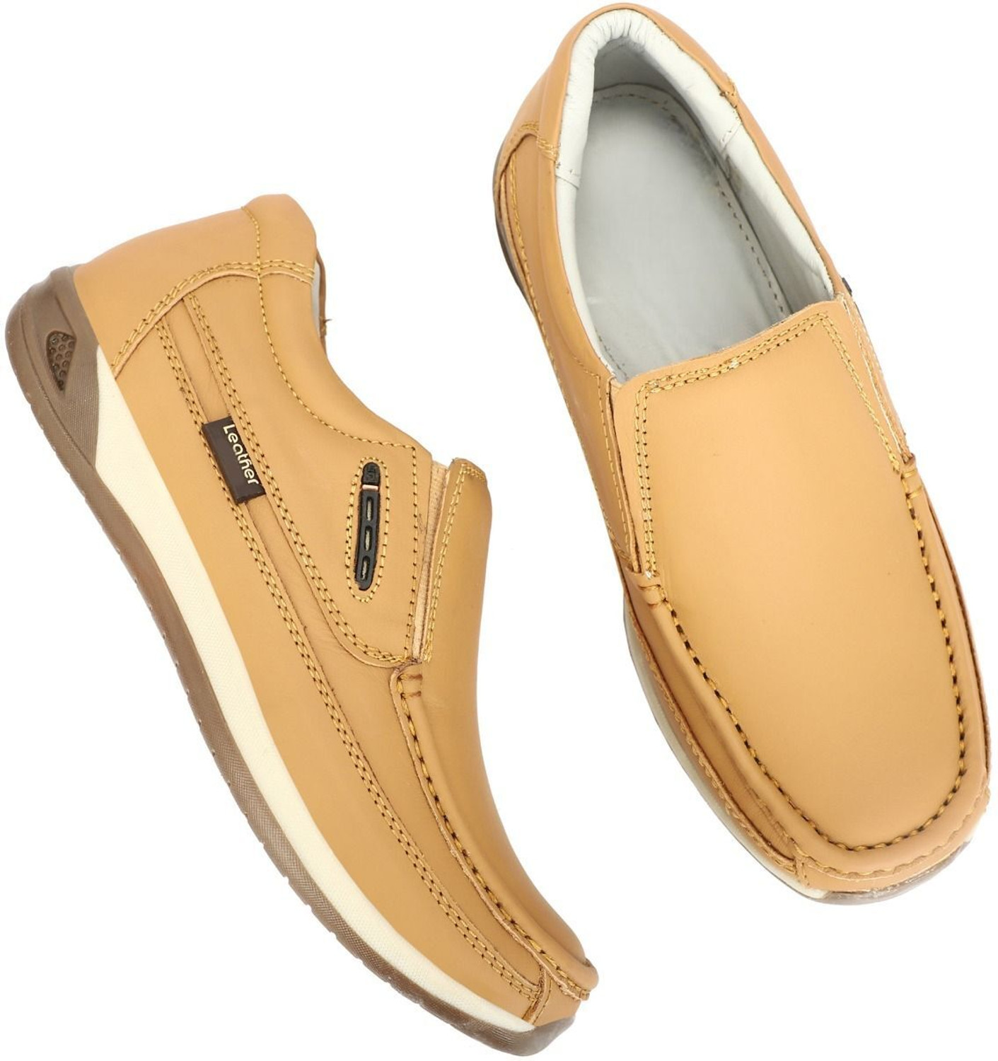Image of MILE MAN Tan Pure Leather Lifestyle Casuals for Men 09 (UK /INDIA) Loafers For Men
