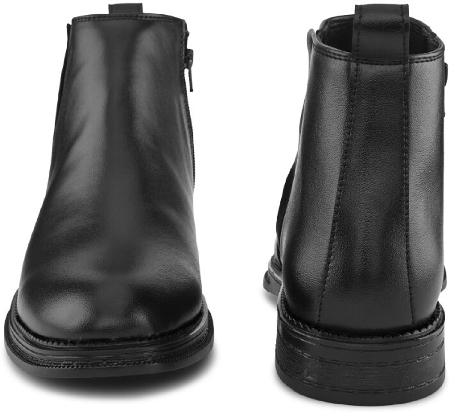 Image of Roadster Men Black Solid Casual Comfortable Lightweight Chelsea Boots With Zip Boots For Men