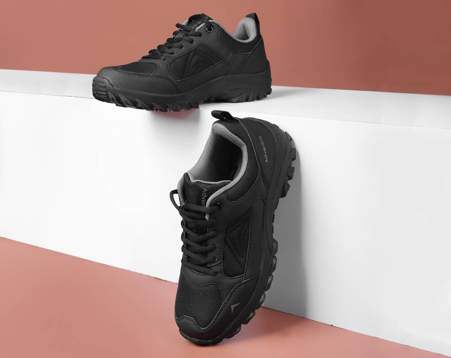 ADVENTRA SPORTS Low-Top Hiking Shoes with Anti-Skid Rubber Sole (EH500) Black Outdoors For Men