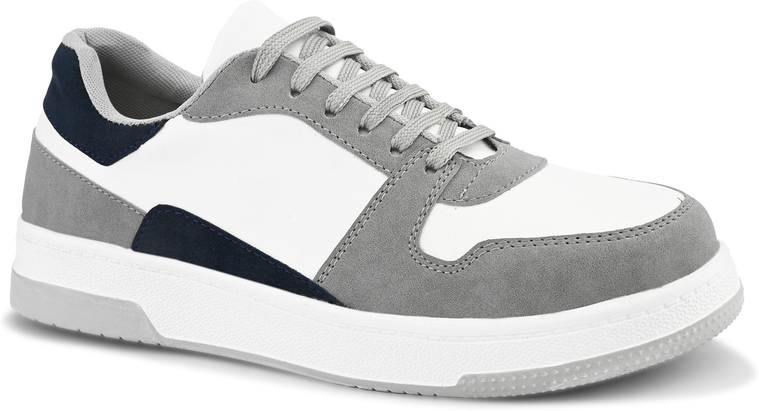 Image of Roadster Men white grey colourblocked chunky comfortable footbed lace up casual sneakers Sneakers For Men