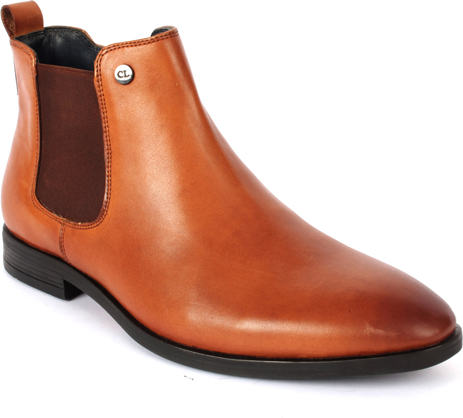 Image of CARLTON LONDON Men's Elastic Side Panels Premium Leather Chelsea Boots Boots For Men