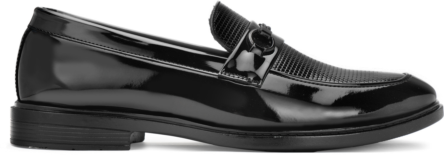 Image of Ravoz Stylish /Attractive /Comfortable Patent Leather Upper | Shining Jet Party Shoes Loafers For Men