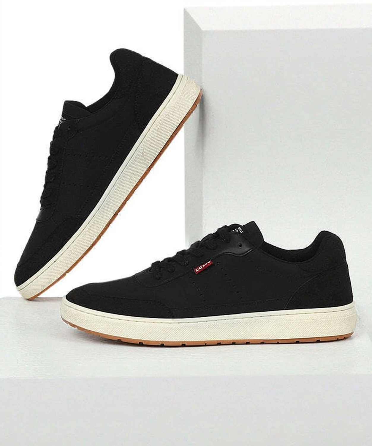 Image of LEVI'S Men's Black Solid Sneakers Sneakers For Men (Black, 6)