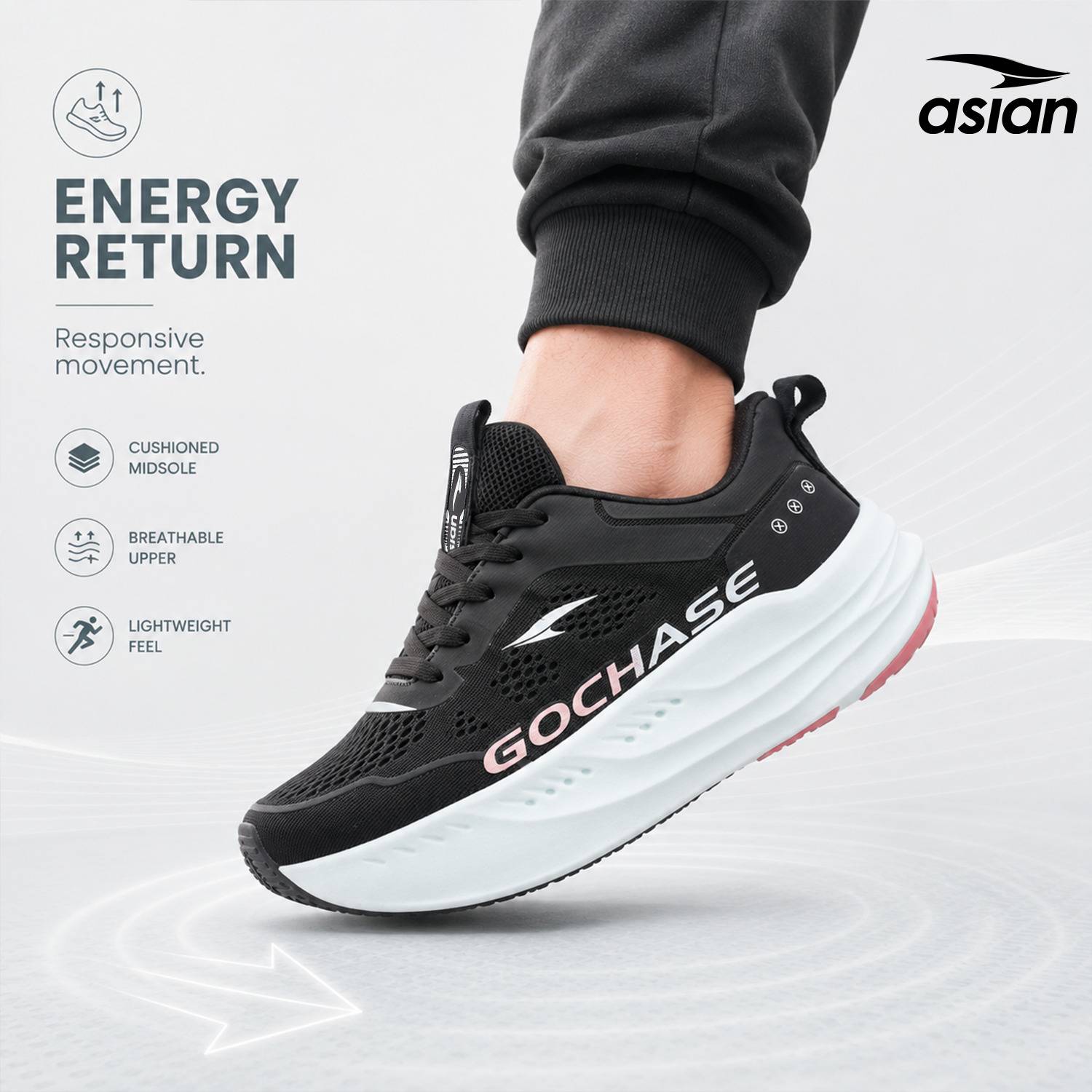 asian Aerofoam-01 Men's Running Shoes - Image 4