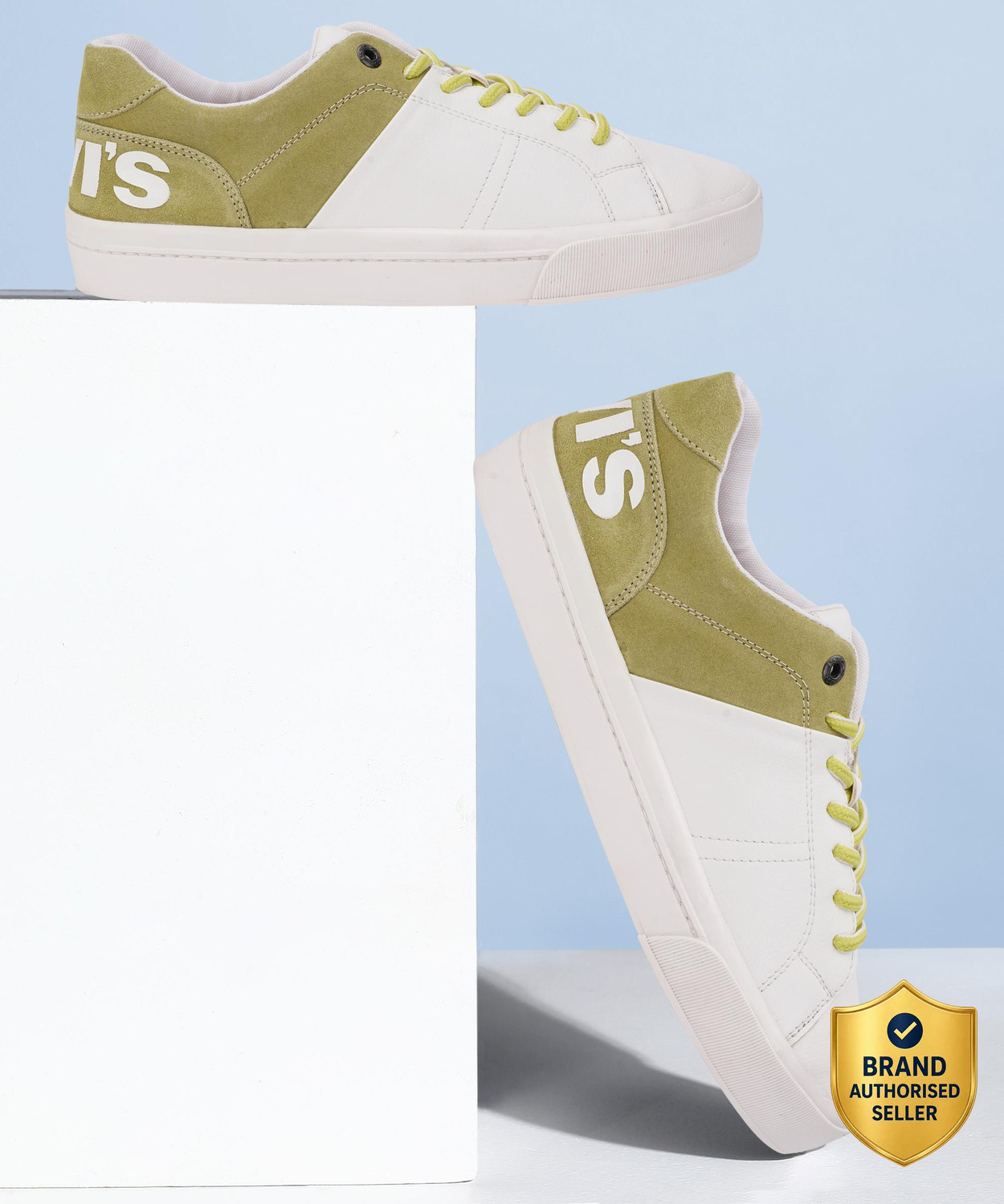 Image of LEVI'S Men's White Color Block Sneakers Sneakers For Men
