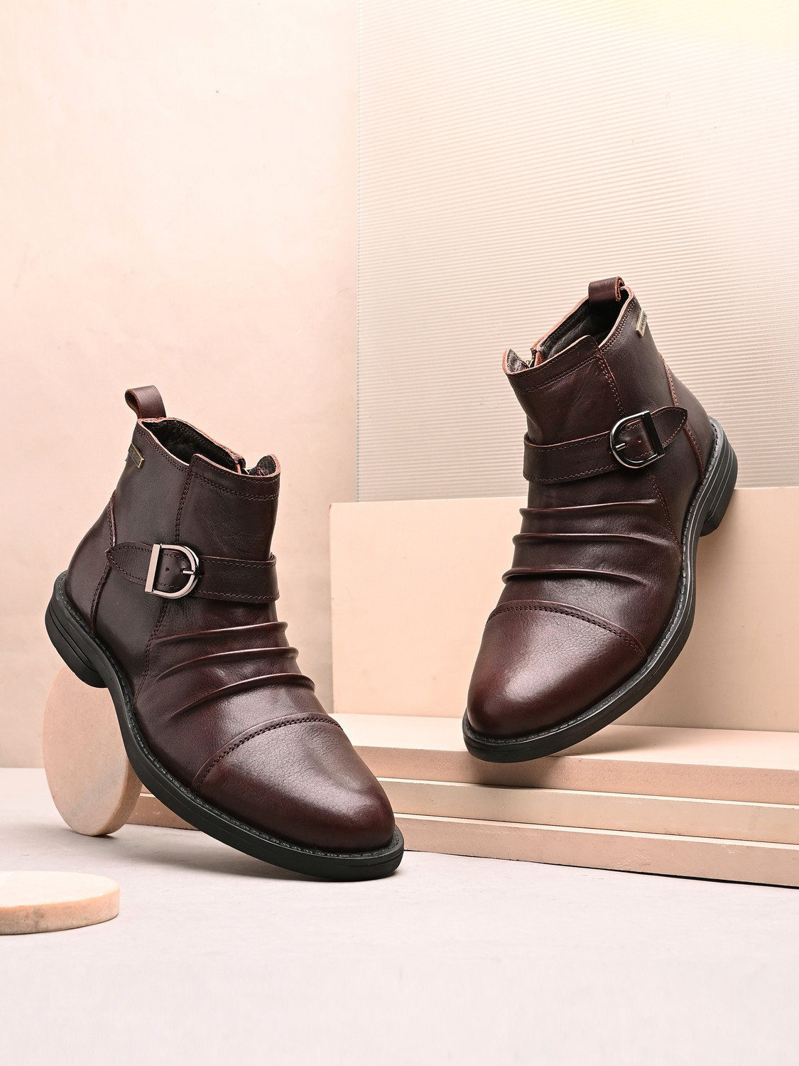 Image of MONDAIN Casual Leather Boots for Men | Genuine Leather Upper | TPR Sole Boots For Men