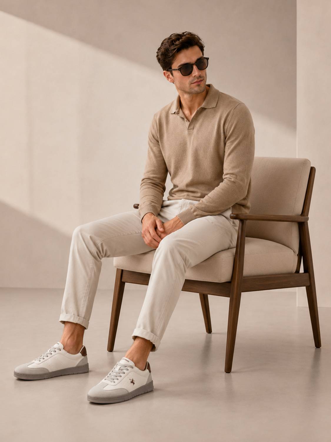 CANTABIL Men's Beige Colourblock Casual Sneakers - Image 3