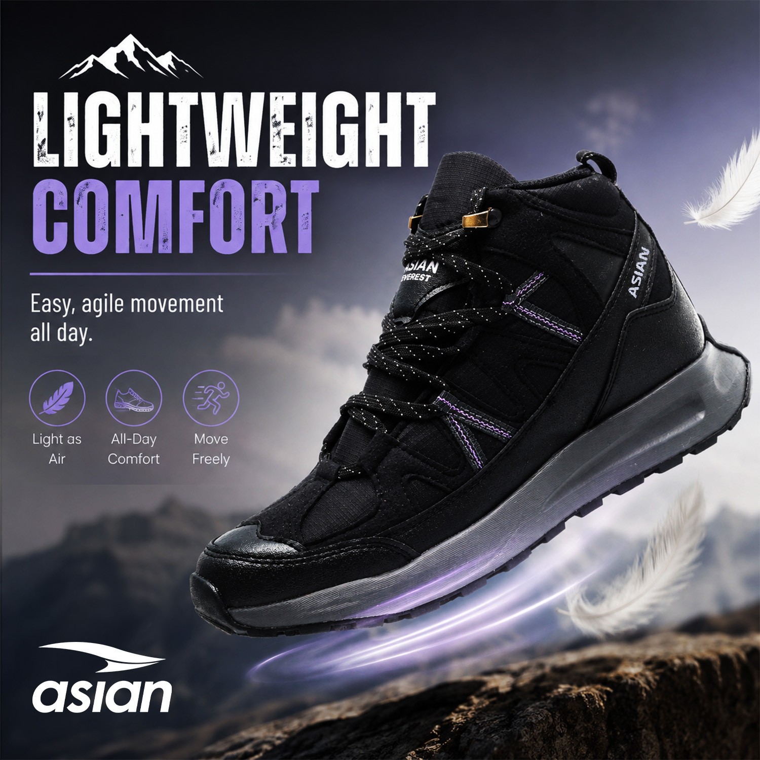 Image of asian Everest W-21 Women's Trekking Shoes | All Terrain Grip with Comfort & Hike Outdoors For Women