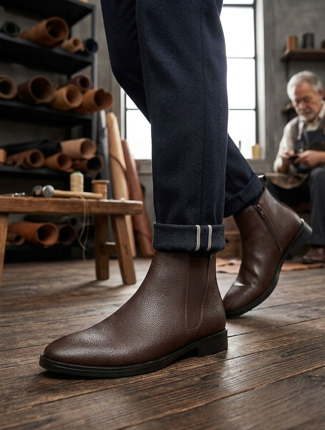 Image of TANN & TRAIL Men's Chelsea Zipper Boots For Men