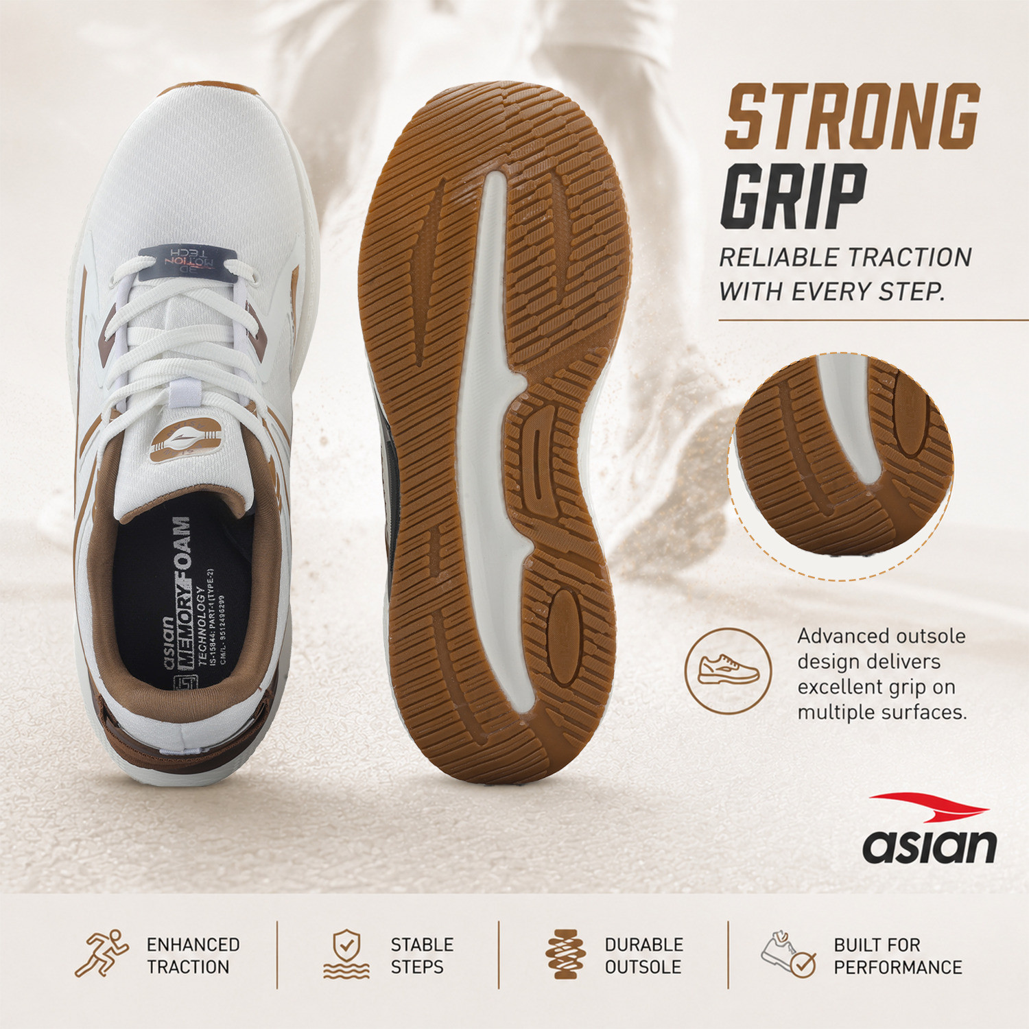 Image of asian Pulse-06 Men's Running Shoes | Breathable Mesh, Soft Cushion & Strong Grip Running Shoes For Men