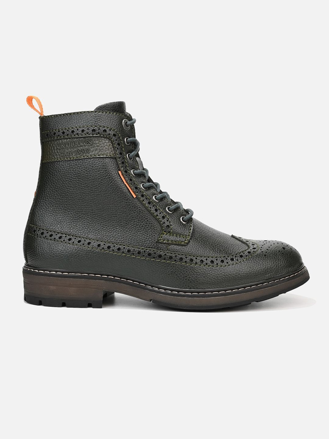 Image of ALBERTO TORRESI Sabastian Green Brouge High Tops Series 36 Boots For Men