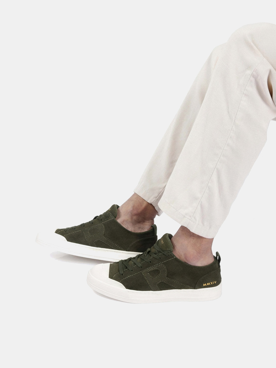 Image of Rare Rabbit SAURON OLIVE PRIMARY Sneakers For Men