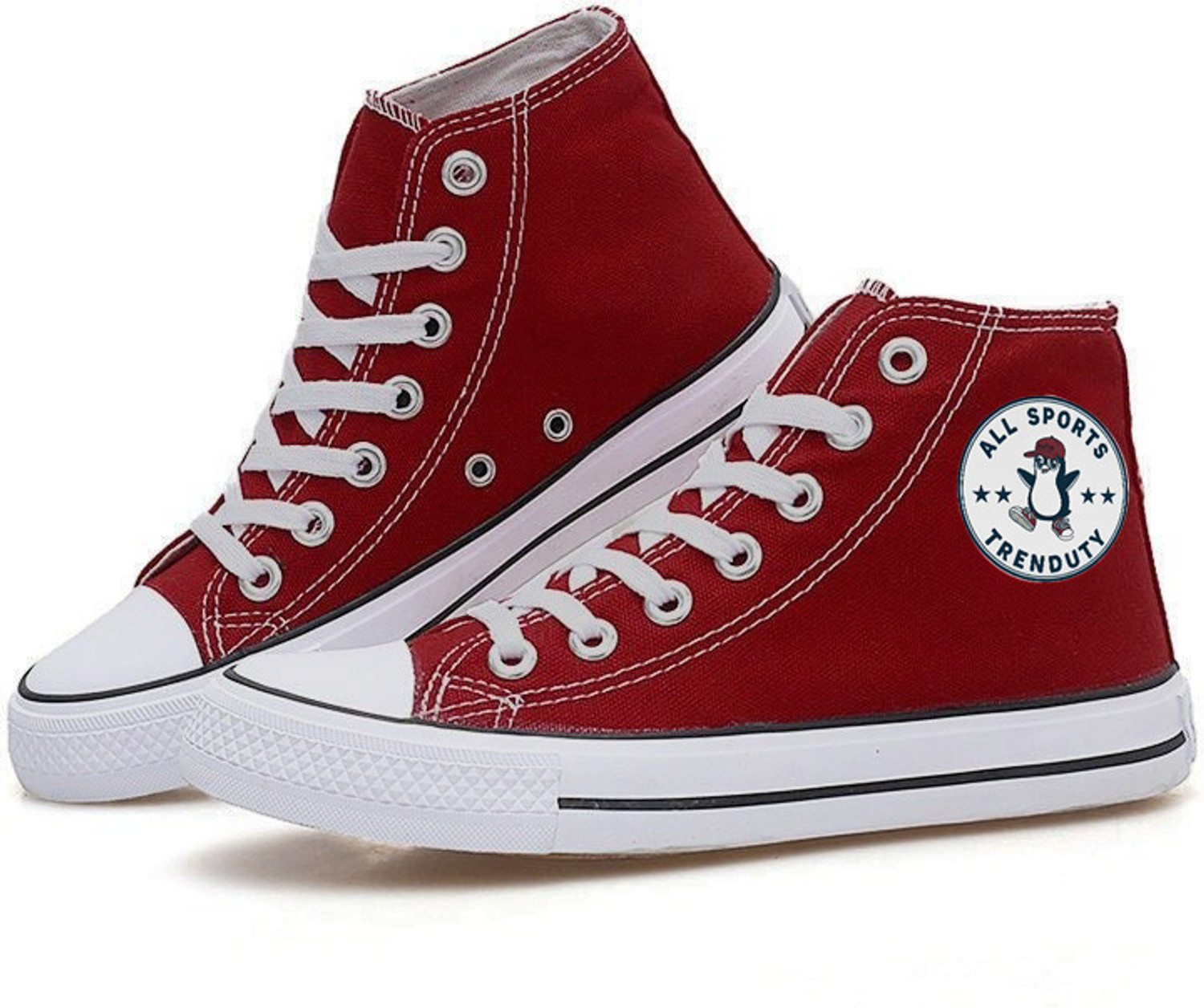 Image of TRENDUTY High Top Canvas Sneakers Fashion Lace up Walking Shoes Casual Classic Canvas Shoes For Men